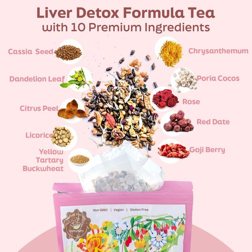 Liver Detox Tea for Women & Men Kidney & Liver Health,Goji Berry, Chrysanthemum, Dandelion, Wolfberry, Cassia Seed Herbel Tea Gifts for Women & Men