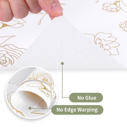 Shelf Liners for Kitchen Cabinets Non Adhesive Drawer Liner 23.6in x 20FT Gold Floral Thickened Shelf Liner Paper Strong Non-Slip Easy to Clean for Tool Box Refrigerator