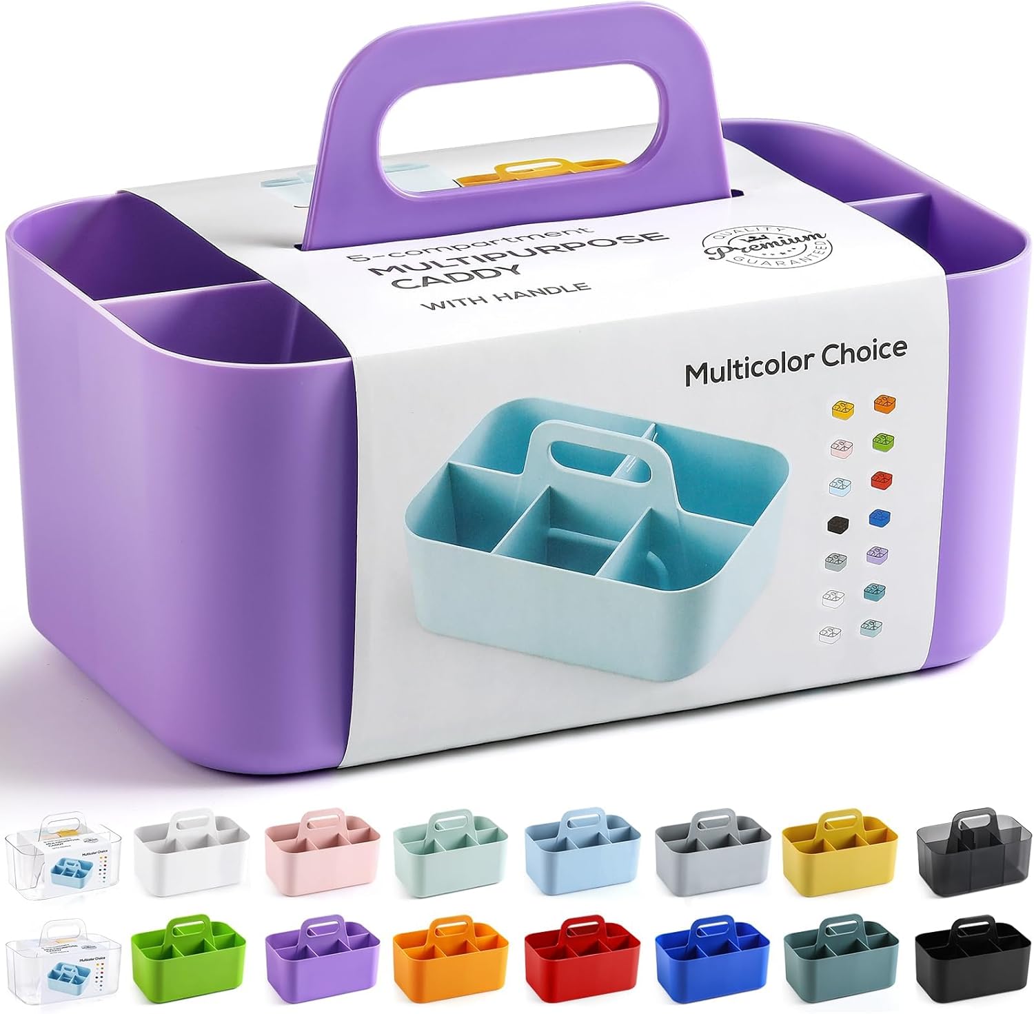 Multiuse Caddy Organizer by [Brand Name] - Portable Tote Bin for Art, Makeup & Office Supplies - Purple
