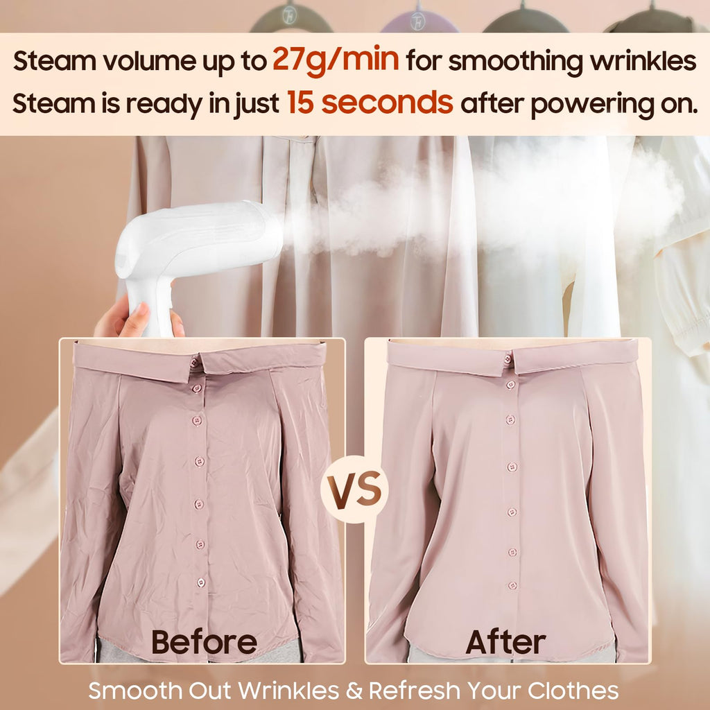 Small Handheld Steamer Iron for Clothes - 1350W Portable Clothes Steamer, Removes Wrinkle with Heat-Resistant & Strong Steam for Different Fabrics, Suit for Home/Office/Travel