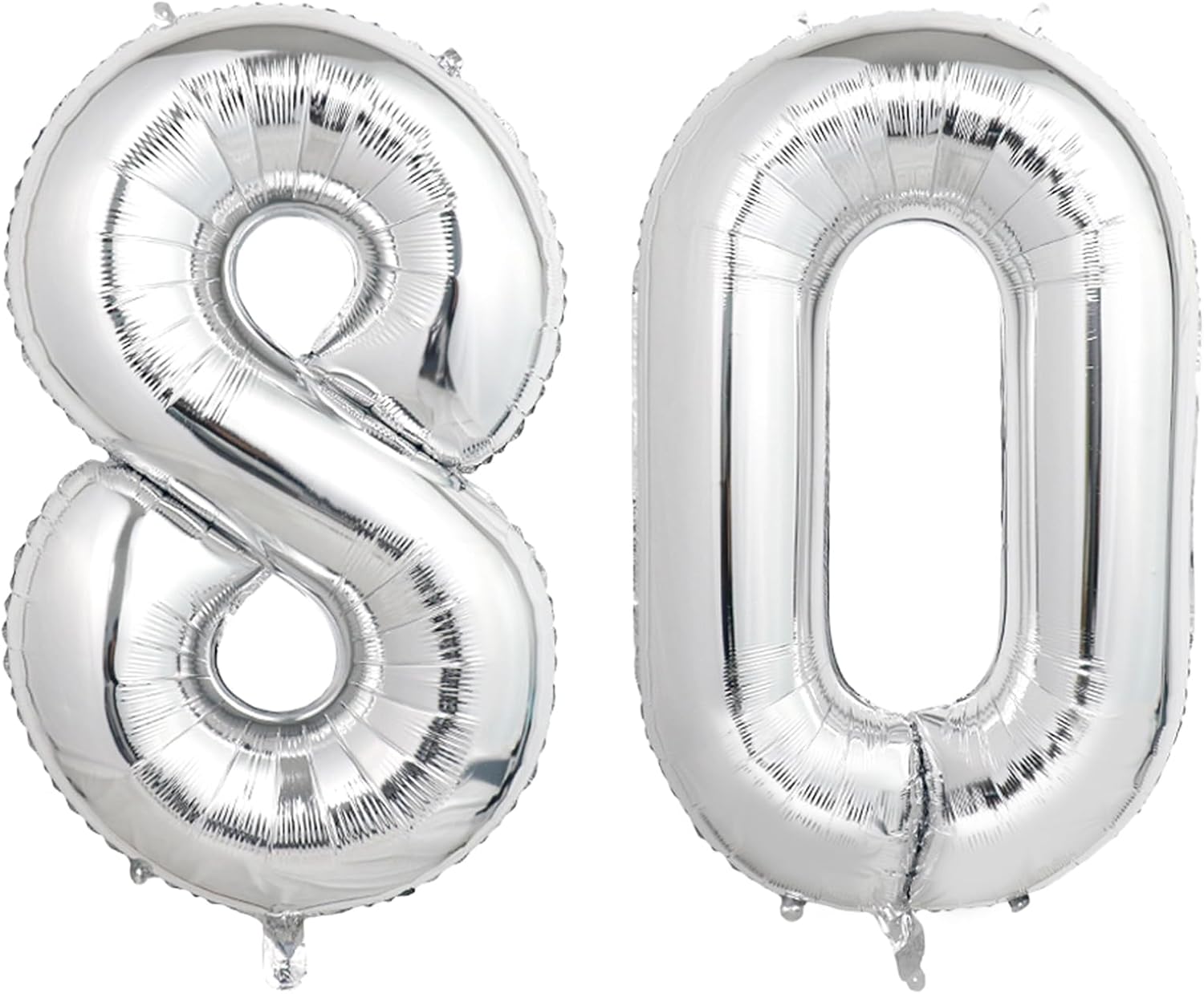 Number Balloons | Giant Silver 80 Balloon - 40 Inch for 80th Birthday & Anniversary Celebrations