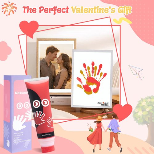Nabance 2.54 fl oz Red Baby Hand and Footprint Friendly Ink Paint, Dog Cat Paw Print Safe Ink, Non-Toxic Acid-Free, Safe Gentle for Home School Christmas New Year DIY Keepsake Stamp