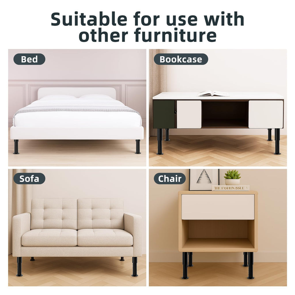 Yireehome Adjustable 8-12 inch Bed Legs Metal Replacement Heavy Duty Leg M8 M10 Thread 6Pcs Support Leg for Adjustable Bed Frame, Sofa, Cupboard, Desk