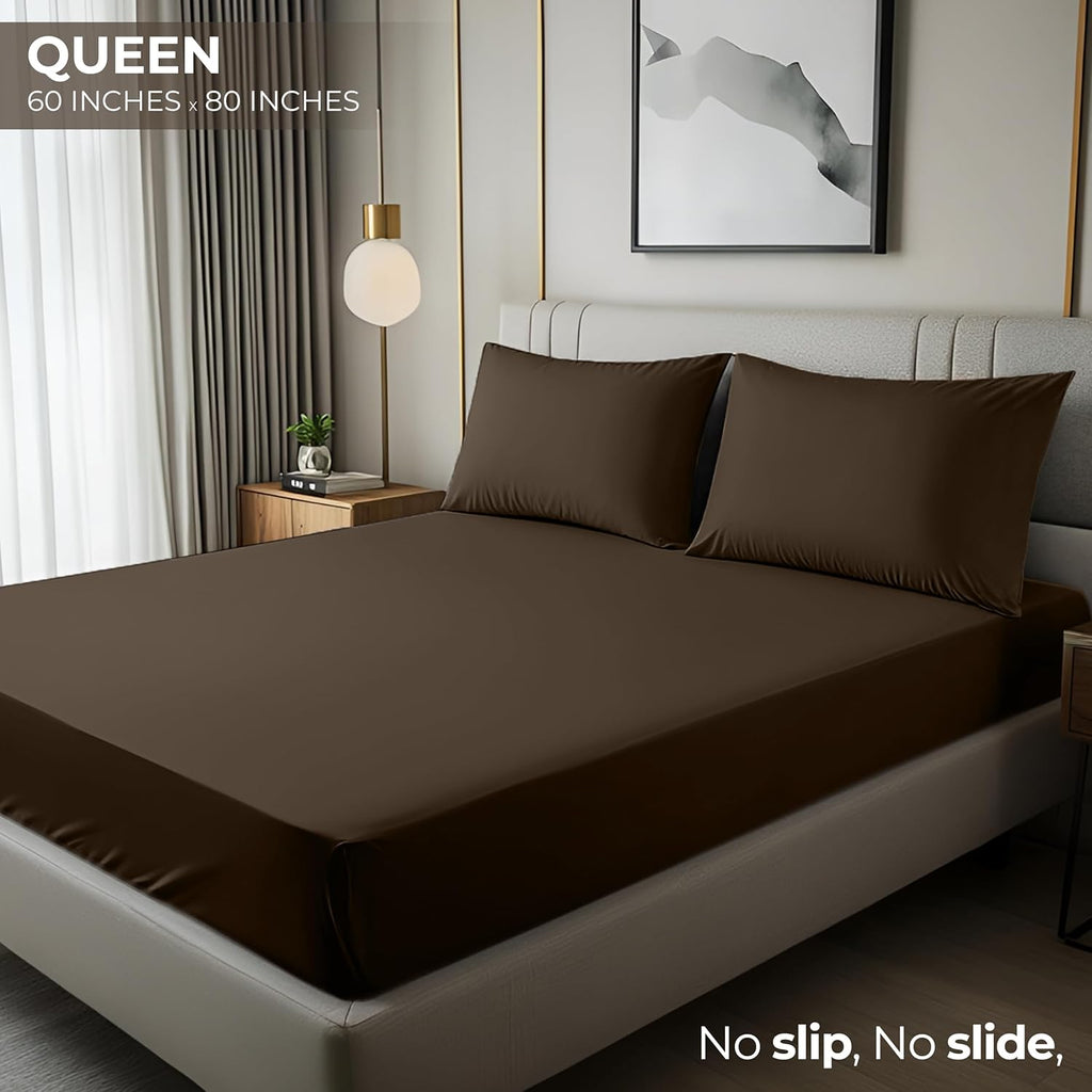 Utopia Bedding Queen Fitted Sheet - Deep Pocket Microfiber - Soft, Shrinkage & Fade Resistant - Brown
