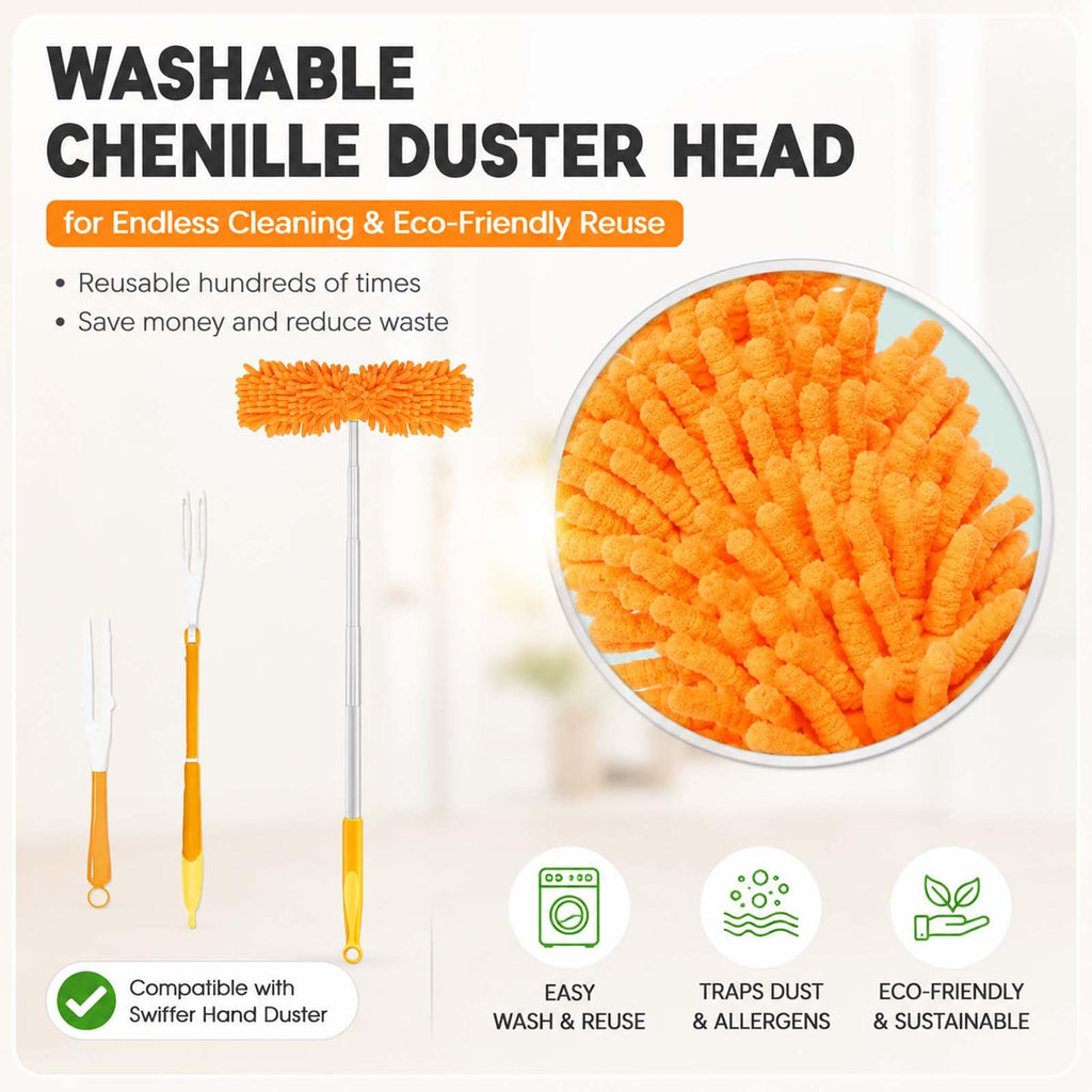 LOVECO 8 Pack Dusters for Swiffer - Reusable Duster Refill Compatible with Swiffer, 360 Heavy Duty Dusters Refills (Include 1 Handle & Laundry Bag)