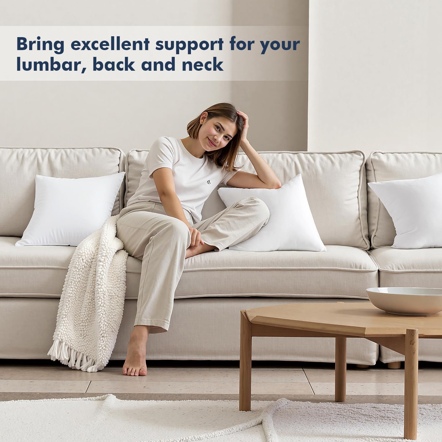 MIULEE Throw Pillow Inserts - Pack of 4 | 16x16 Inch | 100% Virgin Fiber Filling for Ultimate Comfort