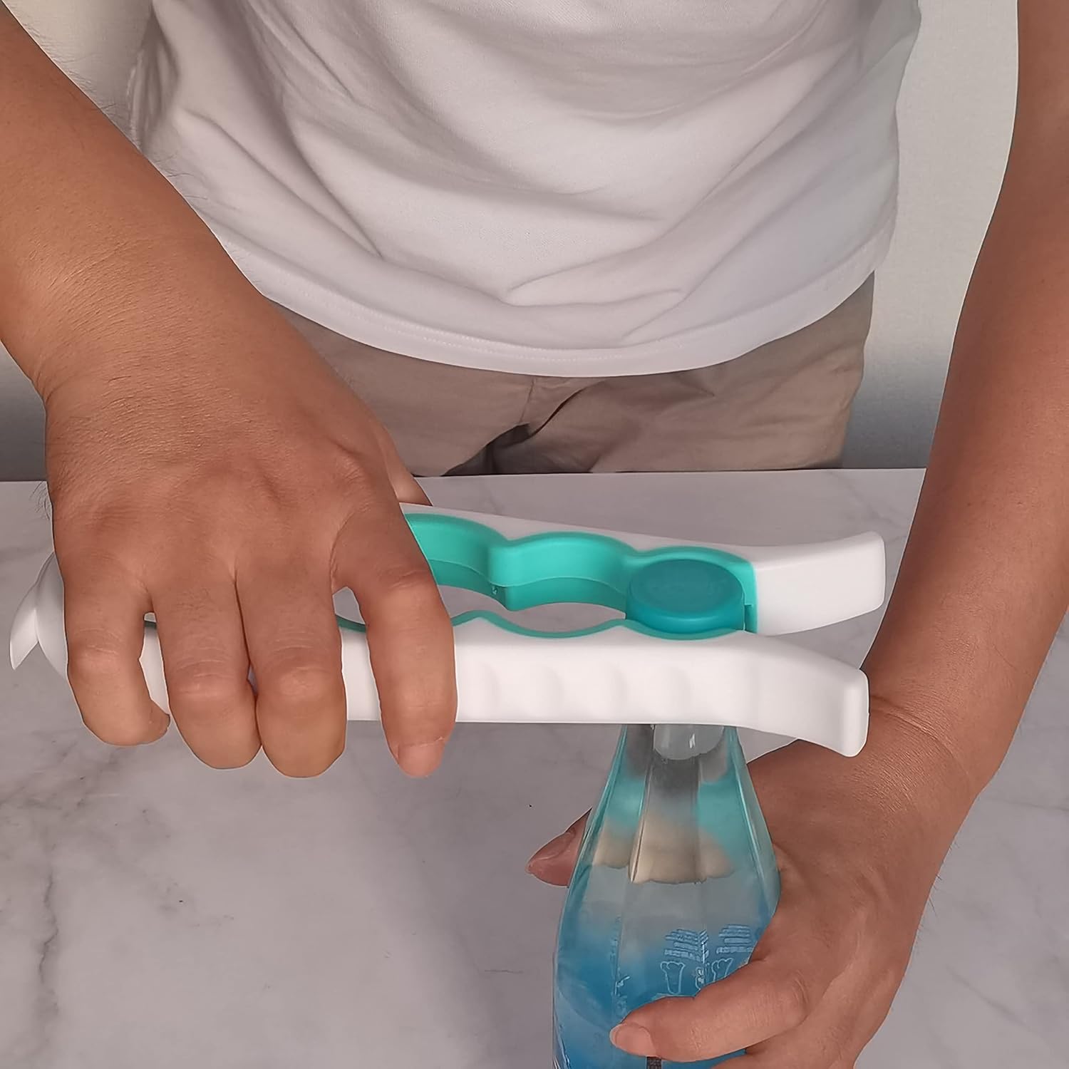 Otstar Jar Opener - Easy Grip Bottle & Can Opener for Seniors with Arthritis | White & Cyan