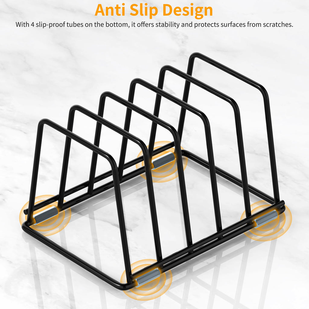 LAEMYFYRE Cutting Board Organizer Kitchen Organizer Rack for Cutting Board, Bakeware, and Cookie Sheet, 5-Slot Heavy-Duty Steel Cookware Holder,Rust-Resistant with Anti-Slip Feet (1, Small)