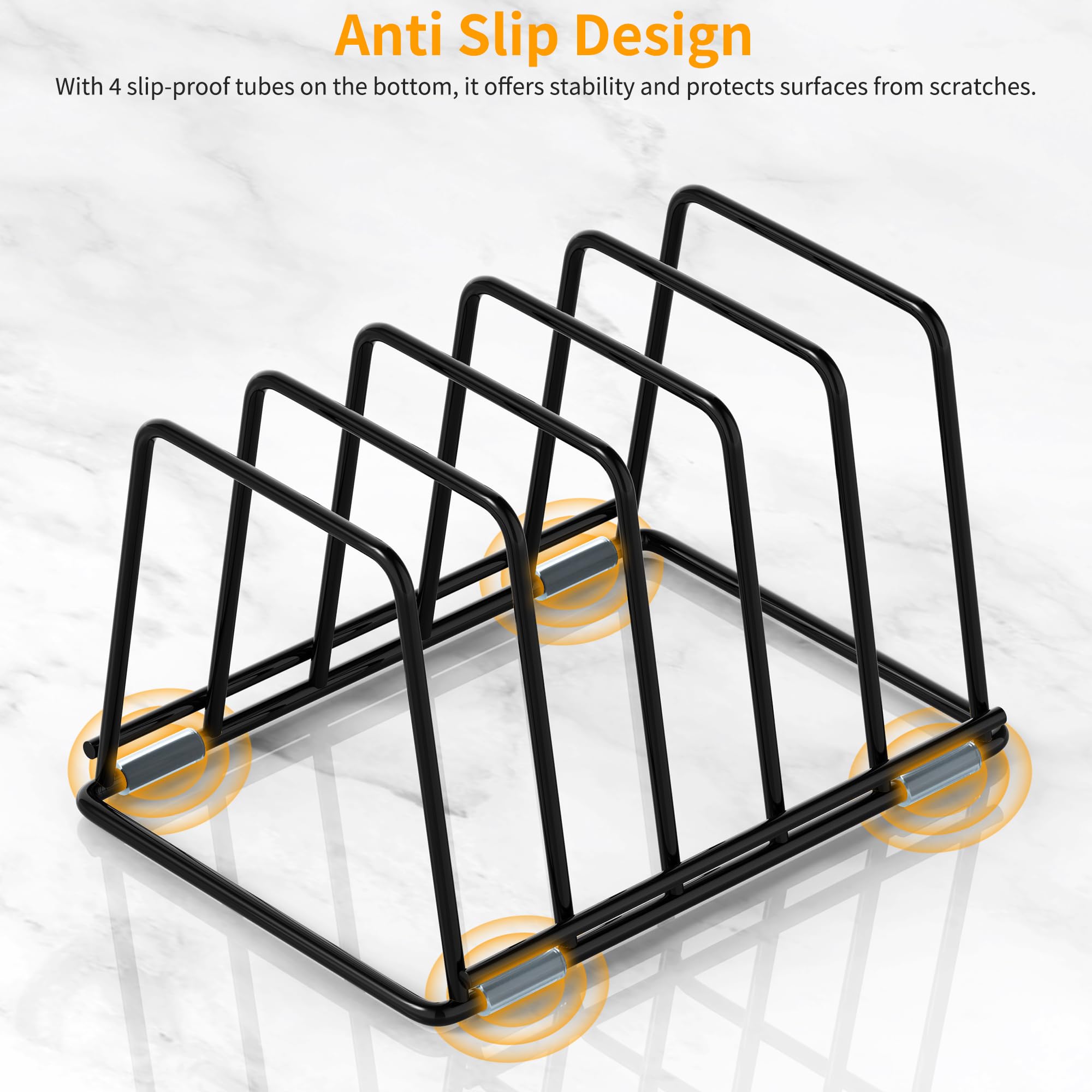 LAEMYFYRE Cutting Board Organizer Kitchen Organizer Rack for Cutting Board, Bakeware, and Cookie Sheet, 5-Slot Heavy-Duty Steel Cookware Holder,Rust-Resistant with Anti-Slip Feet (1, Small)