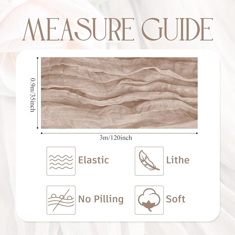 Nude Pink Cheesecloth Table Runner 10ft - Boho Gauze 4 Pack (Variation: Nude Pink+4 Pack)