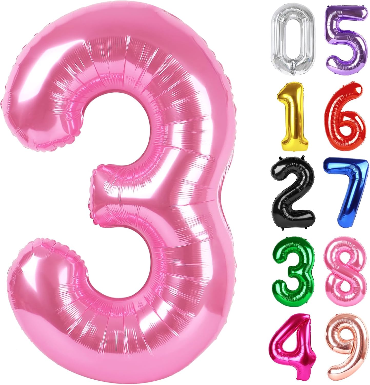 Pink Number 3 Balloon - 40 Inch 3rd Birthday Celebration Decor for Kids & Adults