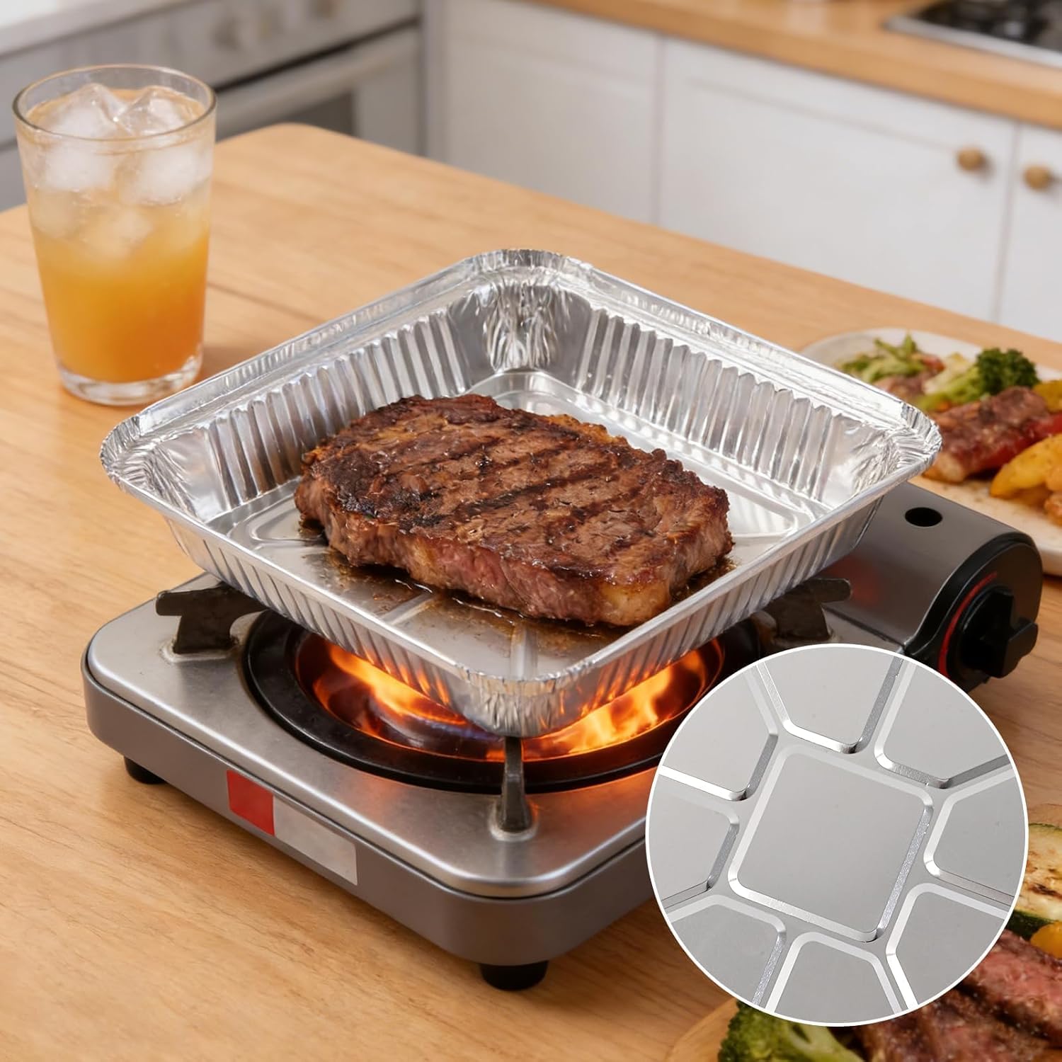 Aluminum Pans | 50 Pack Disposable 8x8 Inch Foil Baking Trays - Ideal for Cooking & Food Storage