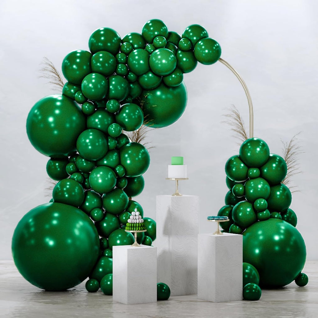 PartyWoo Dark Green Balloons - 99-Piece Emerald Balloon Arch Kit for Birthday & Jungle Parties