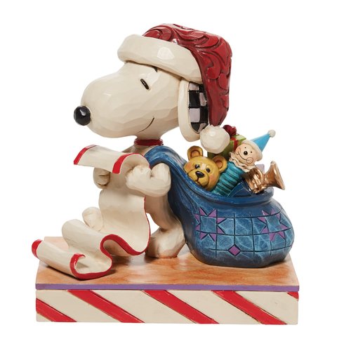 Enesco Jim Shore Peanuts Santa Snoopy with Christmas List and Toy Bag Figurine, 3.97 Inch, Multicolor