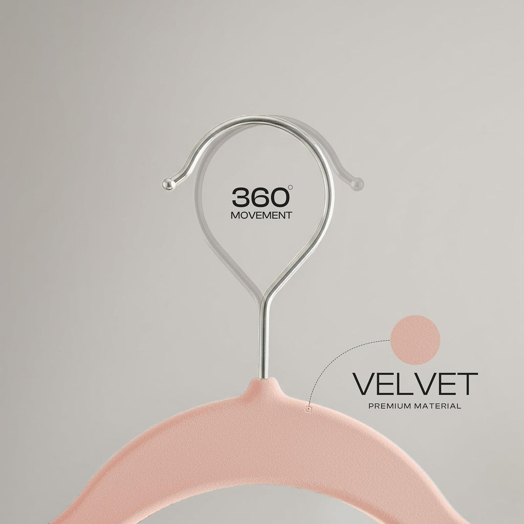 Utopia Home Velvet Hangers - Luxury Non-Slip Slim Coat & Pant Hangers, Space-Saving Design, 50 Pack - Pink