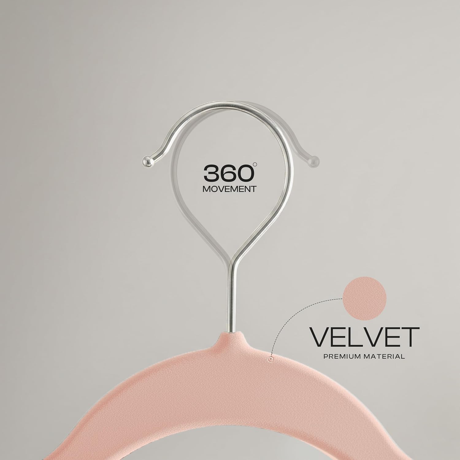 Utopia Home Velvet Hangers - Luxury Non-Slip Slim Coat & Pant Hangers, Space-Saving Design, 50 Pack - Pink