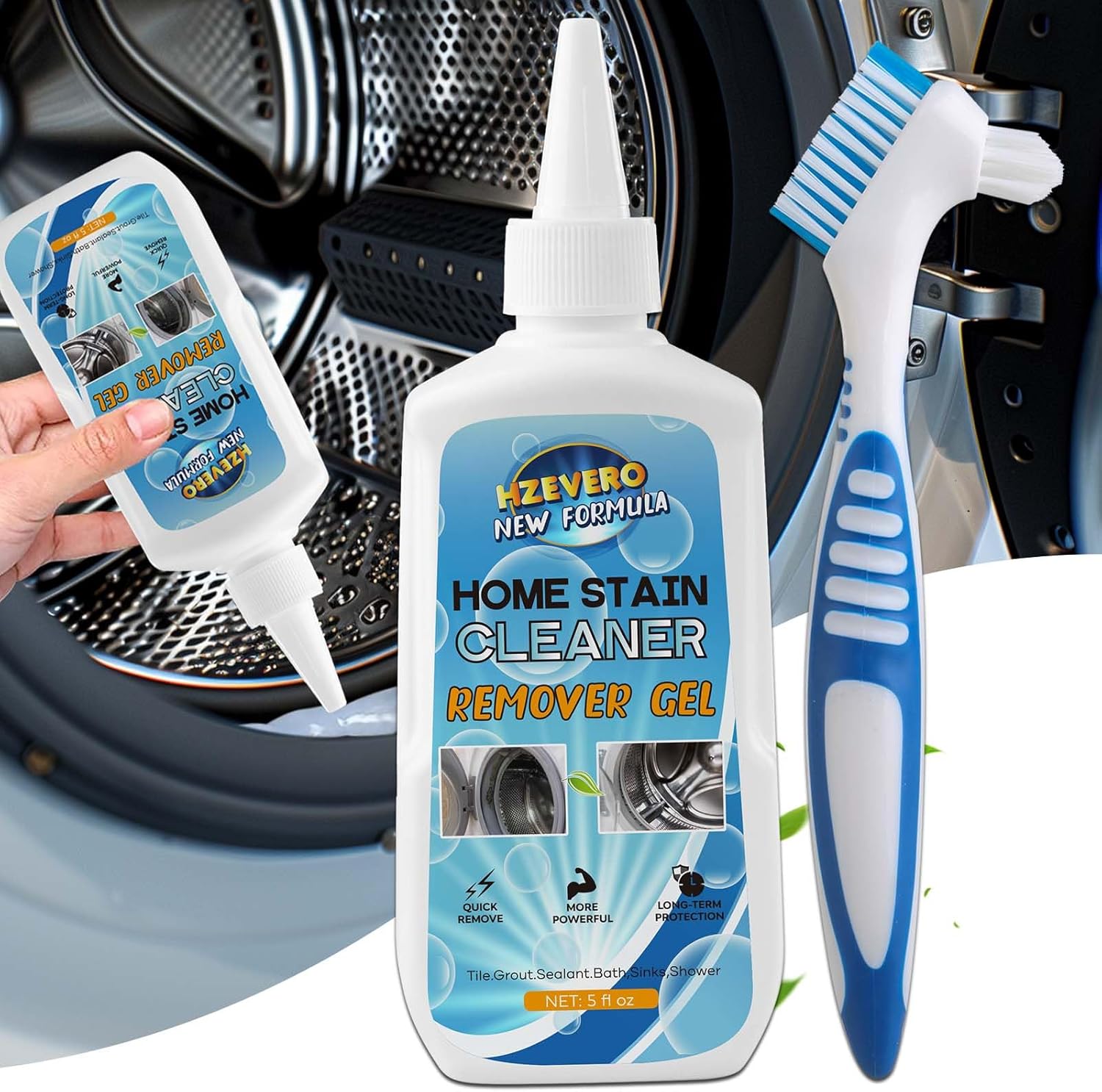 Skiennix Mold Stain Remover Gel - Effective Washing Machine Cleaner for Rubber Seals & Grout (5 Fl Oz)