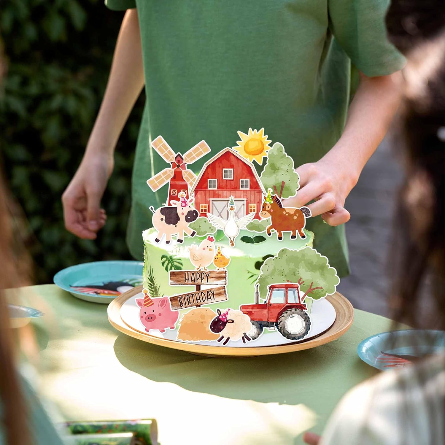 Regine Switzerland 16PCS Farm Animal Cake Decorations - Fun Party Toppers with Barn, Tractor & Animals