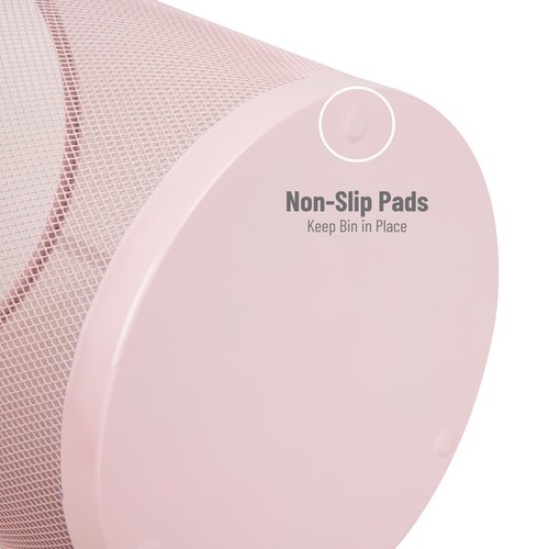 Mind Reader Mesh Trash Can, 16.65L (4.4 gal), Waste Paper Basket, Round, Office, Metal Mesh, Pink