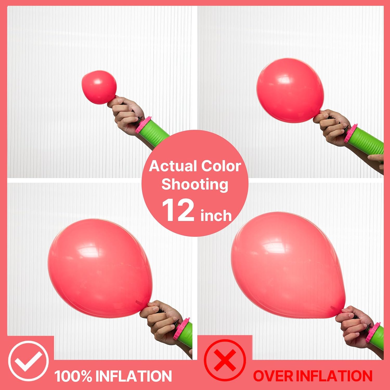 PartyWoo Coral Balloons - 50pcs 12 Inch Pastel Red & Pink Latex Helium Balloons for Celebrations