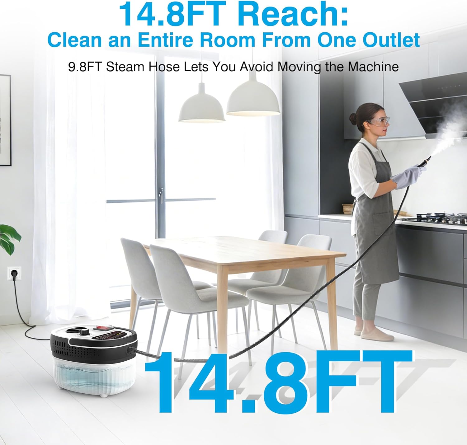 Skiennix Steam Cleaner - 2500W High Pressure Portable Steamer with 6 Adjustable Levels & 17-Pc Kit