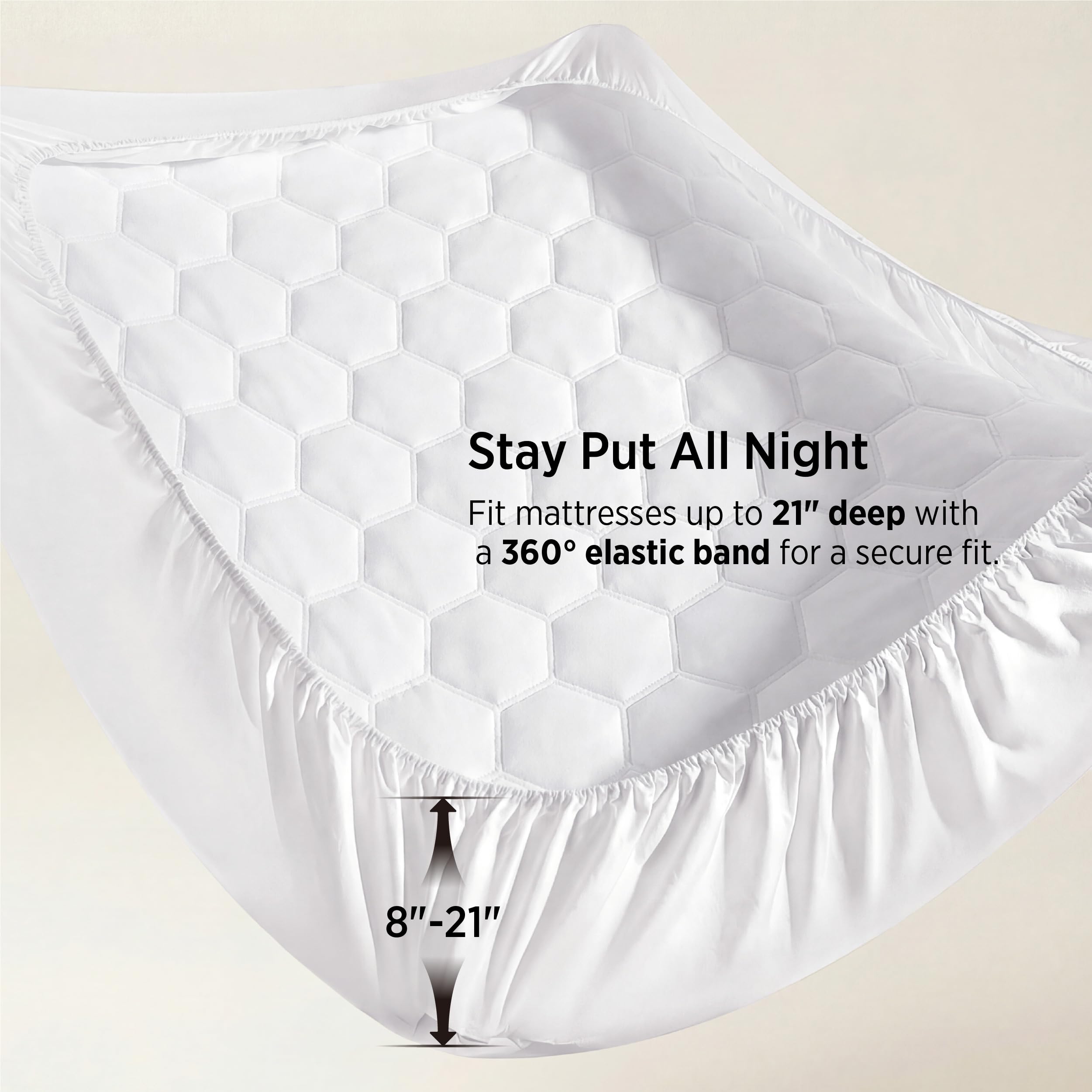Bedsure Queen Mattress Pad - Quilted Fitted Mattress Topper Protector with 8-21 Inches Deep Pocket, Noiseless Breathable Bed Cover Padded, Machine Washable, White, 60x80 Inches