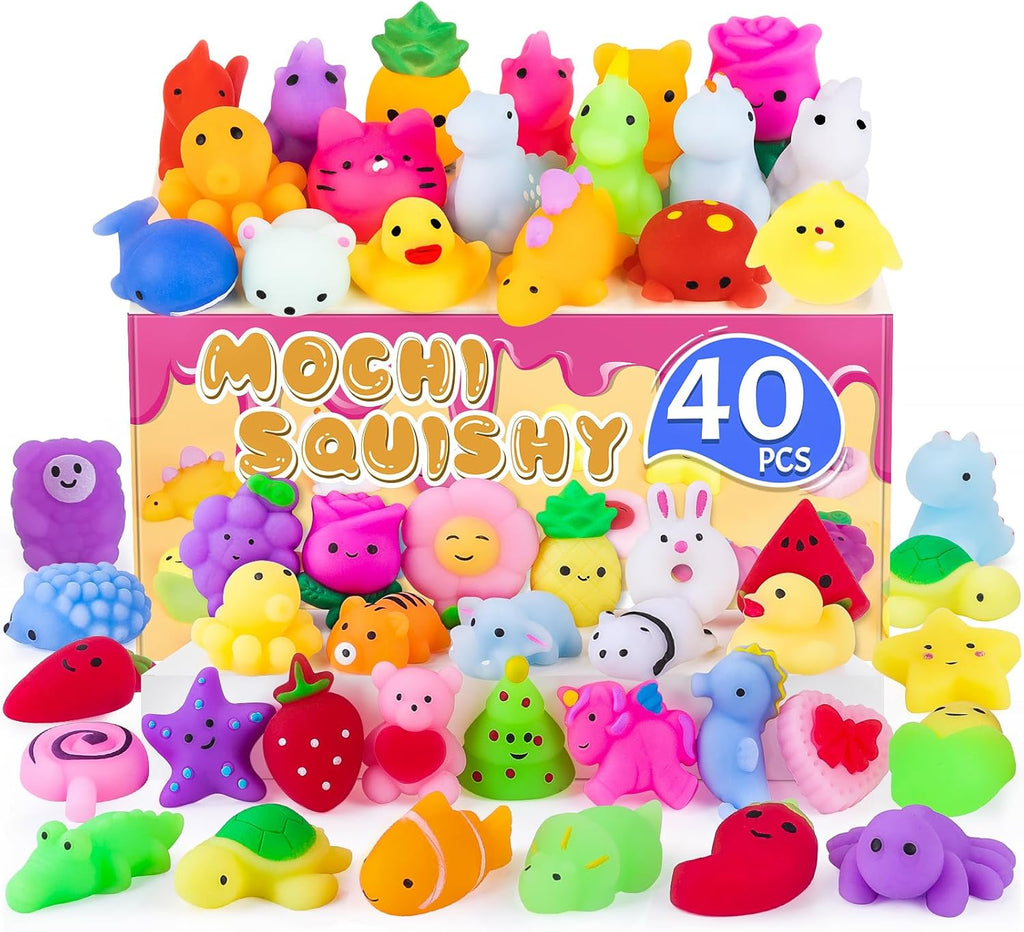 VISCOO 40 Pack Squishy Toys - Kawaii Mochi Party Favors for Kids | Perfect Easter Basket Stuffers