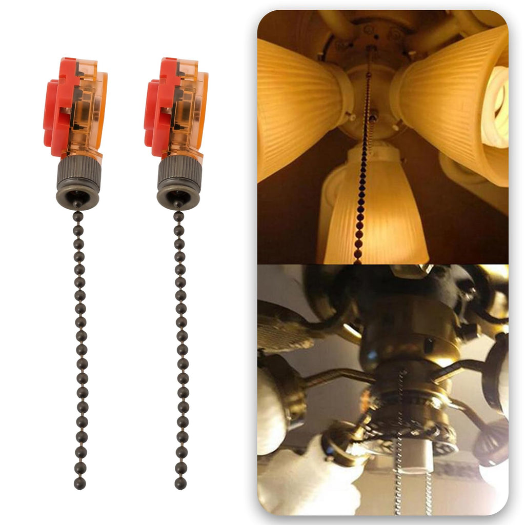 OTOTEC 4Pcs Ceiling Fan Switch 3 Speed 4 Wire Pull Chain Control Switch 250V/3A 125V/6A Replacement Parts for Ceiling Fans Wall Lamps Cabinet Light, Bronze