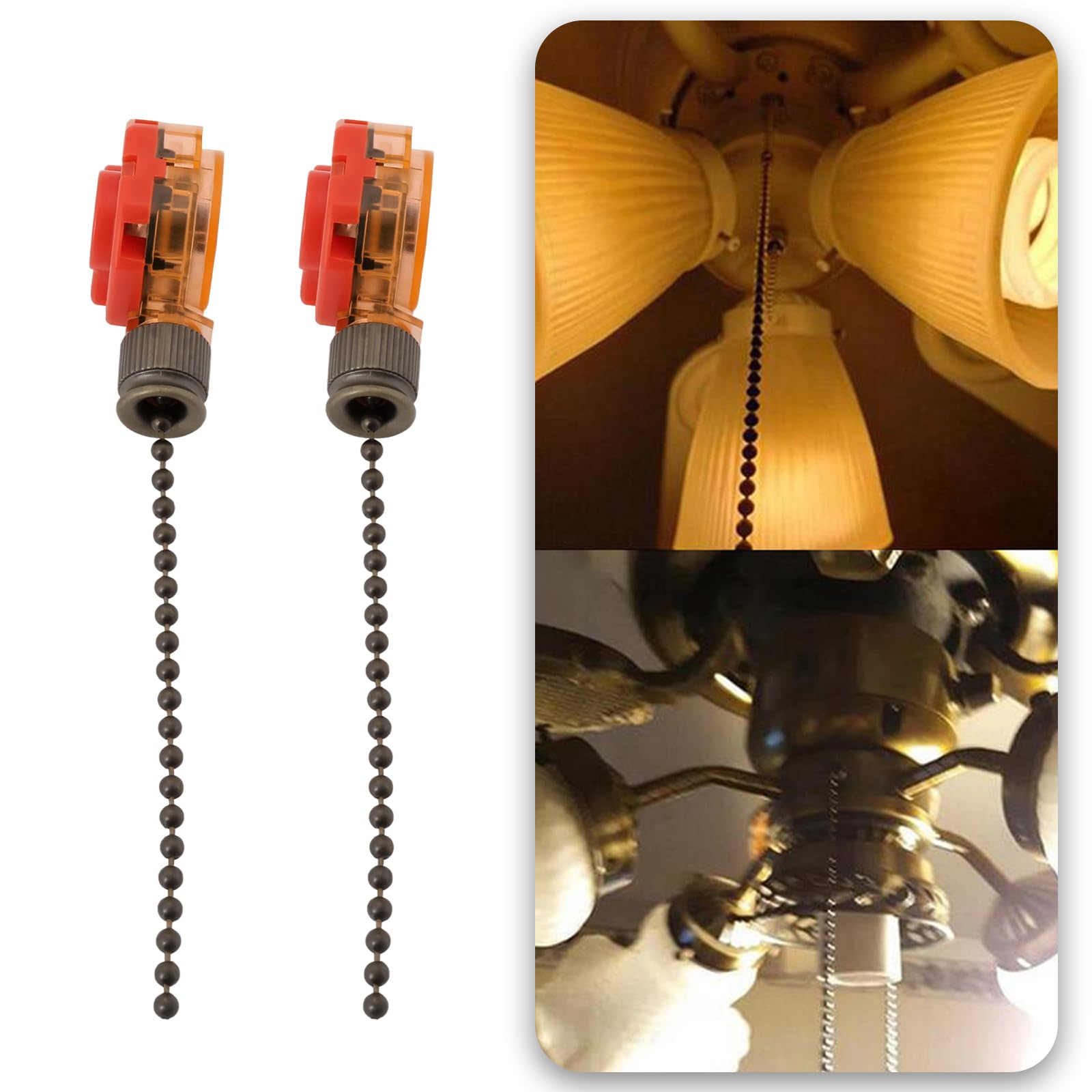 OTOTEC 4Pcs Ceiling Fan Switch 3 Speed 4 Wire Pull Chain Control Switch 250V/3A 125V/6A Replacement Parts for Ceiling Fans Wall Lamps Cabinet Light, Bronze