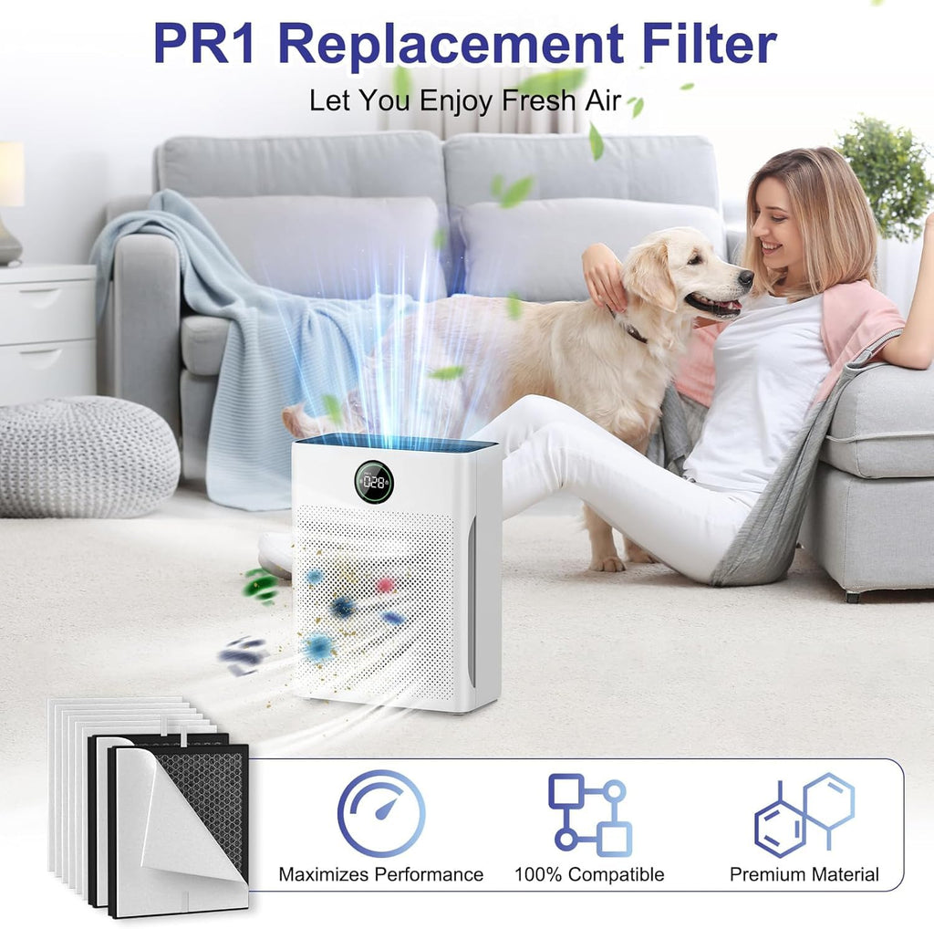 aiyawen PR1 Replacement Filter Compatible with Mooka PR1 Air Purifier,2 Pack H13 filter Activated Carbon