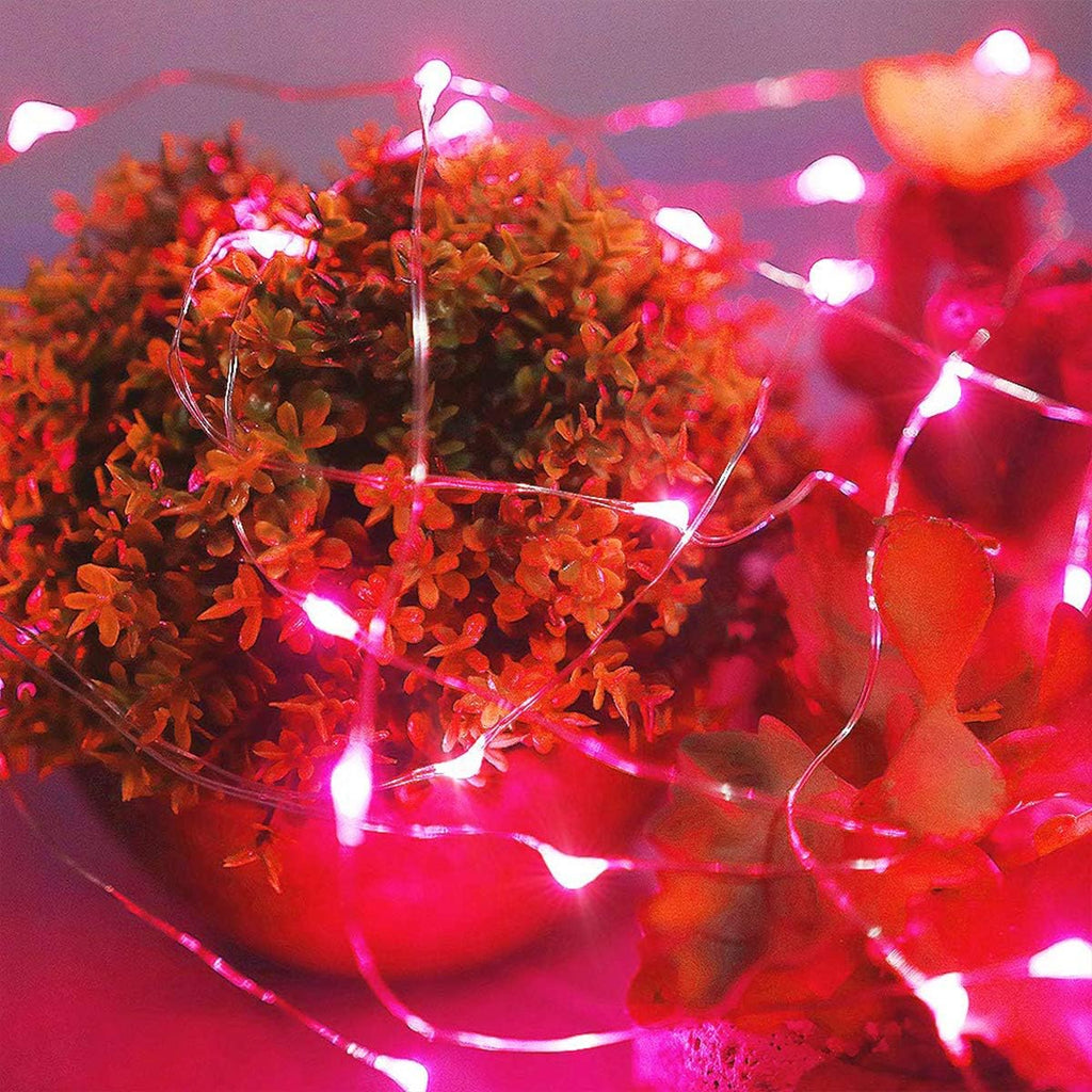 Ariceleo LED Fairy Lights - Battery Operated Copper Wire String Lights | 5m/16ft Red for Bedroom & Parties