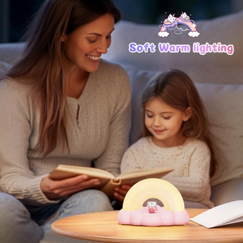 ICARER FAMILY Rainbow Night Light, Kids Light with Three Modes and 30 Min Timing, LED Rechargeable Touch Control Neon Light for Kids Room, Nursery Night Light, Gift for Girls and Boys (Pink)