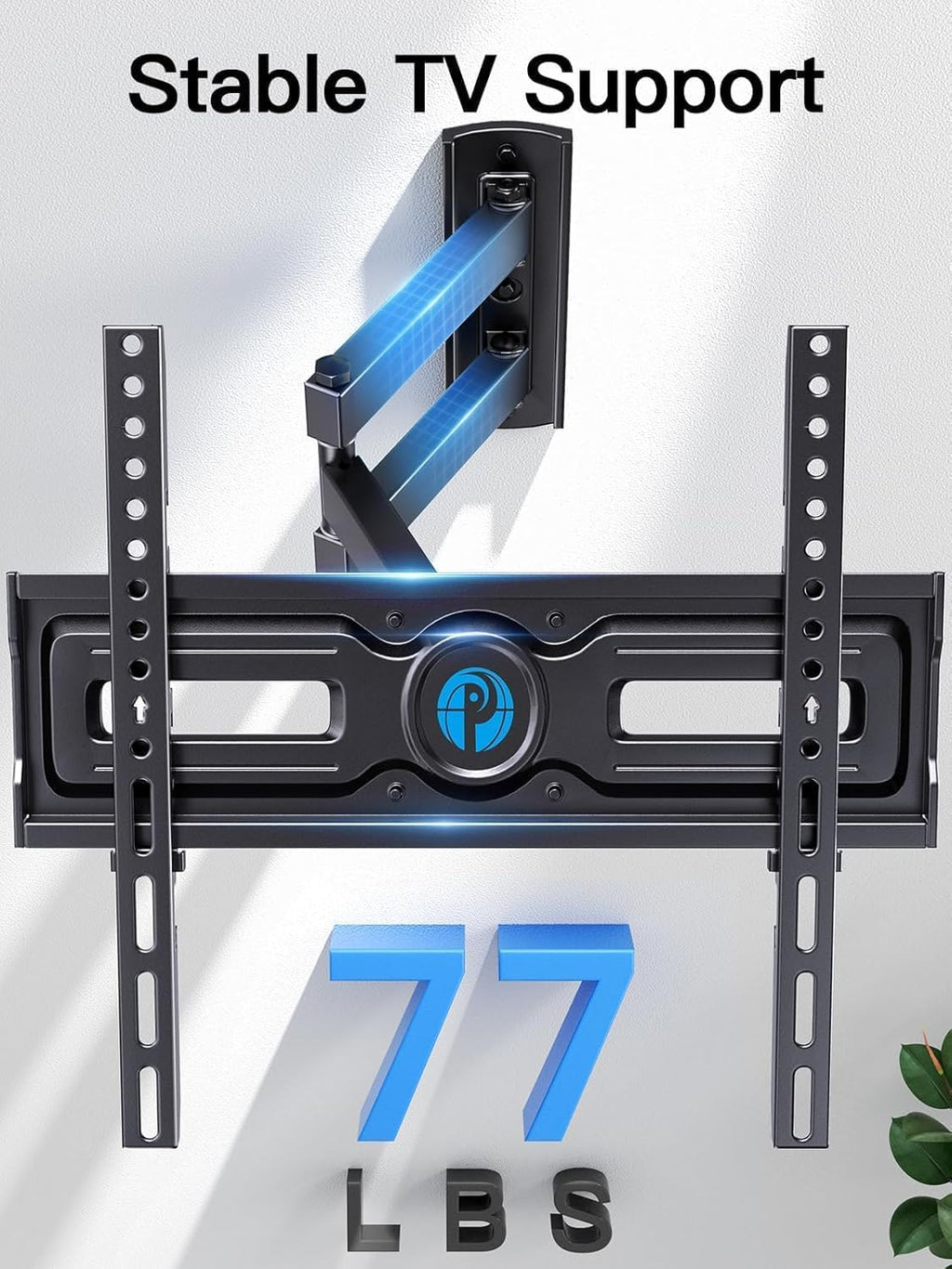 Pipishell Full Motion TV Wall Mount - Adjustable Bracket for 26-65 Inch TVs | Max VESA 400x400mm, 77 lbs Capacity