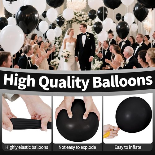 KAWKALSH 12-Inch Black Balloon - 110 Thickened Latex Party Balloons for Birthdays & Weddings