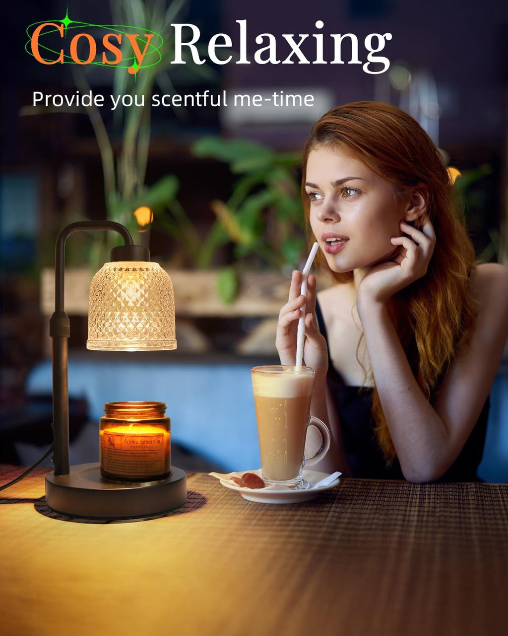 AIFEI Candle Warmer Lamp - Dimmable Adjustable Height with Timer | Perfect Birthday & Housewarming Gift - Coal Black