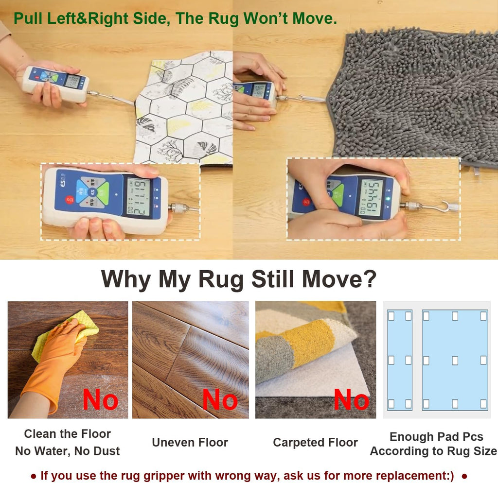 Skiennix Anti-Slip Carpet Grips - 8 Pcs Vacuum Technology for Hardwood Floors | Washable Rug Stoppers