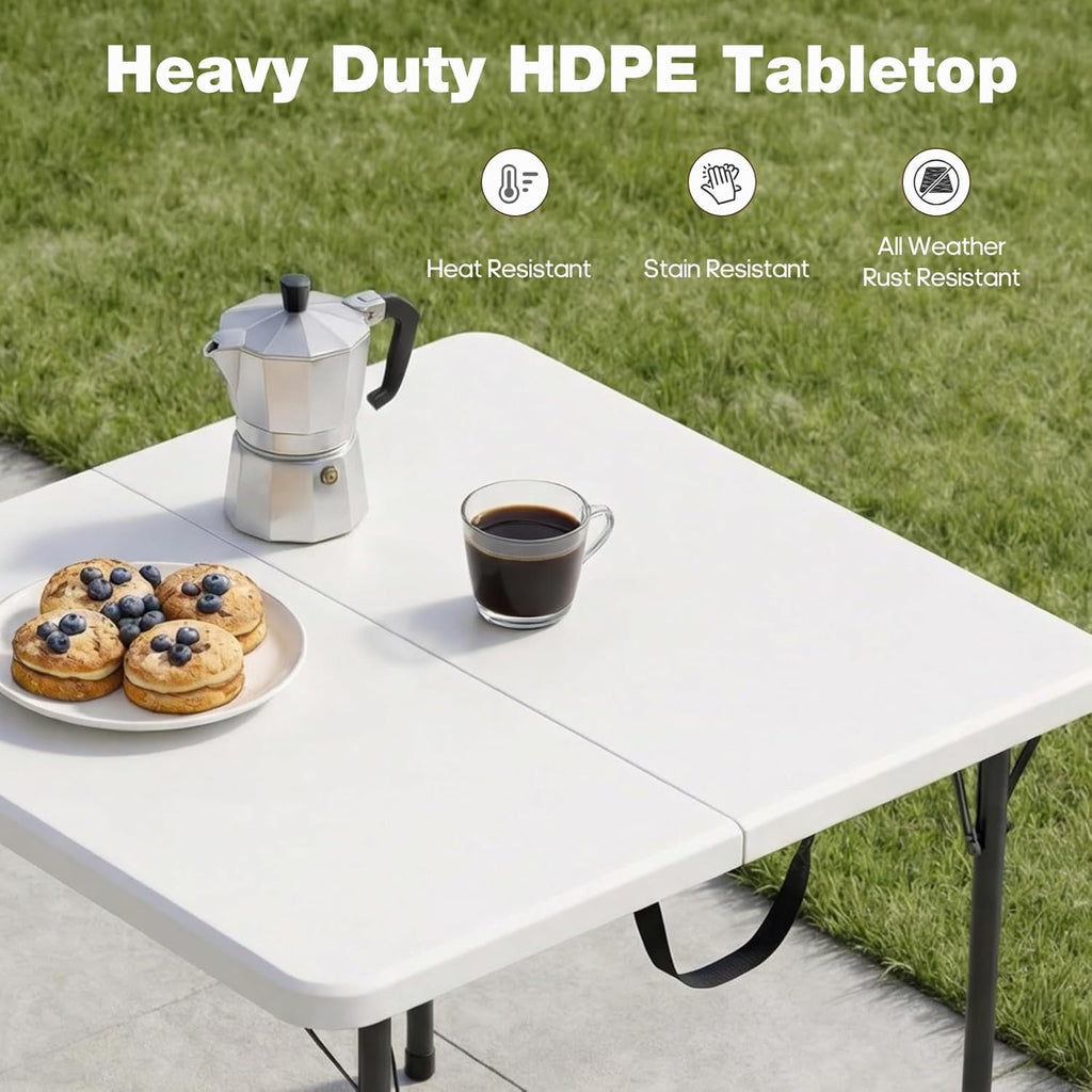 Regine Switzerland 34" Square Folding Table - Heavy-Duty, 330lbs Capacity, Portable for Indoor/Outdoor Use, White