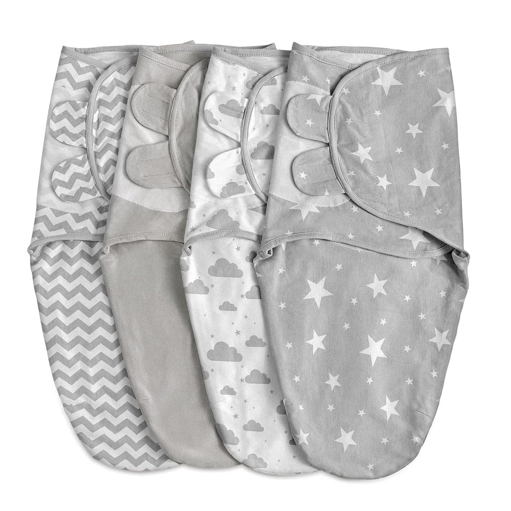 Skiennix Organic Baby Swaddle Sleep Sacks - 4-Pack Adjustable Cotton Wraps for Newborns (0-3 Months)