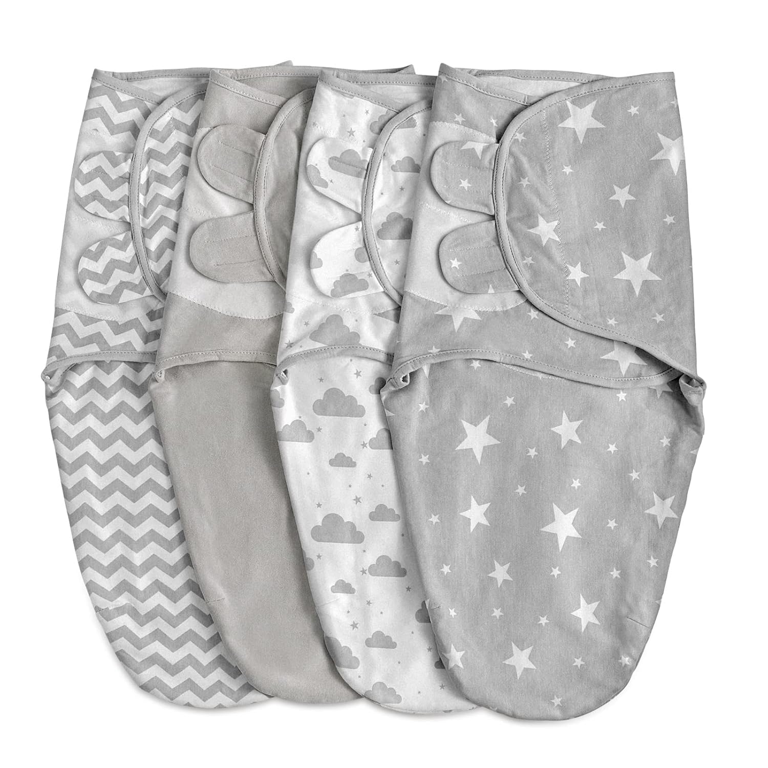 Skiennix Organic Baby Swaddle Sleep Sacks - 4-Pack Adjustable Cotton Wraps for Newborns (0-3 Months)