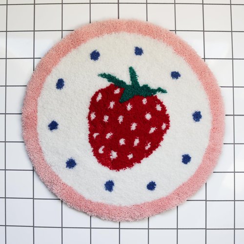 6 Funpop Fluffy Rug, 27 in Tufted Round Strawberry Area Rug for Bedroom; Non - Slip Bath Mat for Bathroom; Soft Cute Carpet for Living Room, for Girls' Room, for Kitchen, Machine - Washable