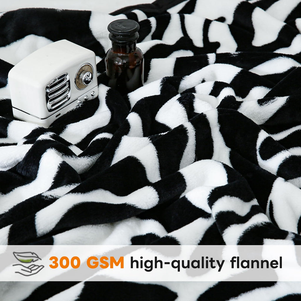 PU MEI Fuzzy Flannel Throw Blanket for Sofa, Couch, Bed, Black and White Zebra Print Blanket Animal - Lightweight Double Sided Cozy Super Soft Blankets, 50" x 60" inches