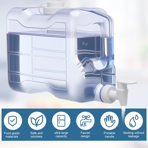 Funnymoom 2 Pack 1.5 Gallon Fridge Water Dispensers Bottle with Leak-proof Spigot and Convenient Handle Plastic Cold Juice Beverage Dispenser Jug for Party Refrigerator Drink Juice Iced Tea
