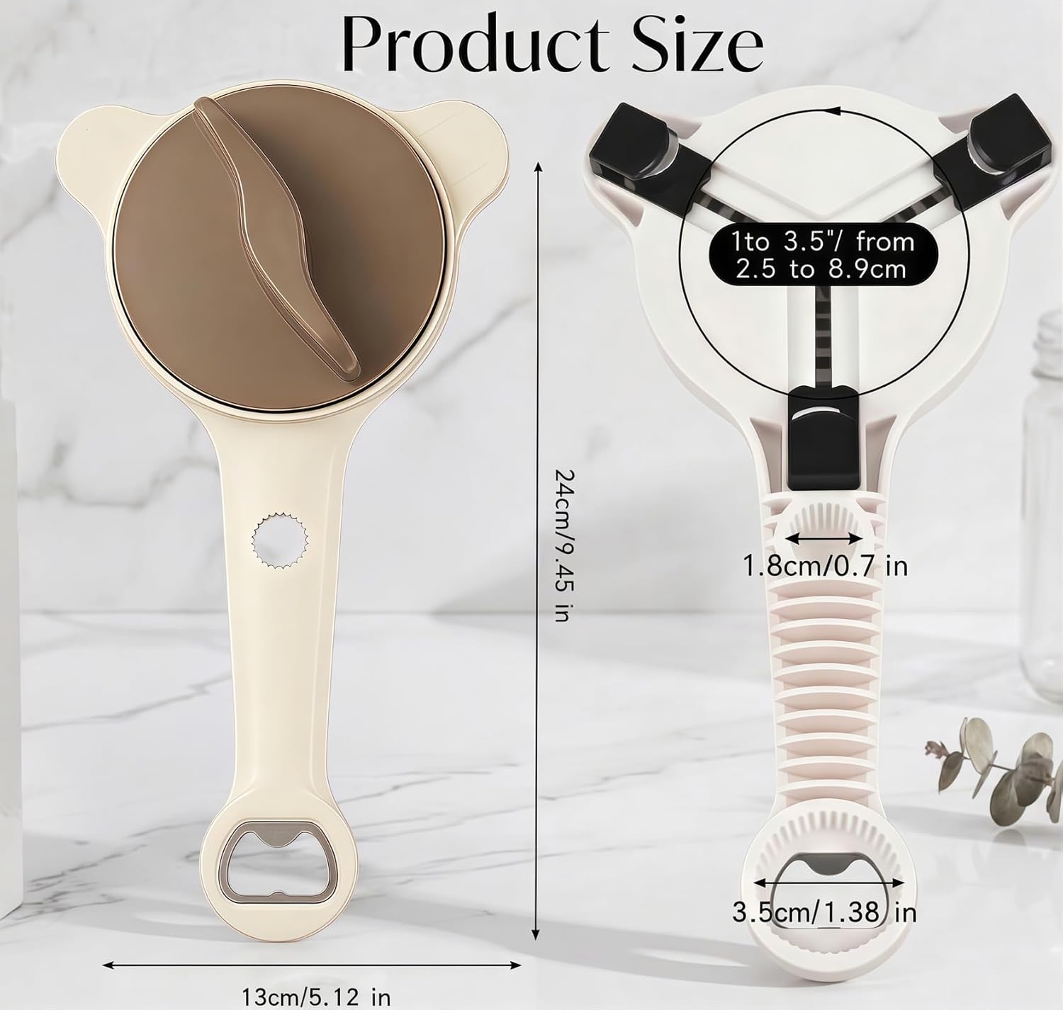 4-in-1 Adjustable Jar Opener by [Brand Name] - Ergonomic Non-Slip Handle for Seniors | Multi-Size Lid Remover (Grey)