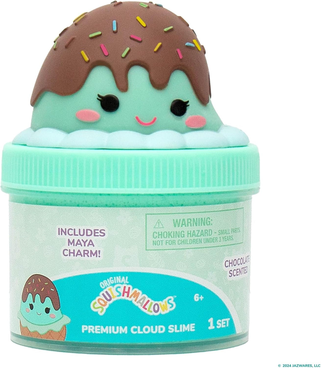 Squishmallows Maya The Ice Cream Cloud Slime - Chocolate-Scented 8 oz. Storage Container With Figurine Topper