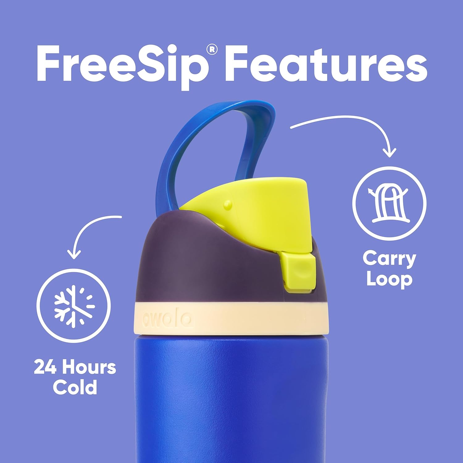 Owala Kids FreeSip Water Bottle - Insulated Stainless Steel with Straw | BPA-Free, 16 oz, Celestial Sphere