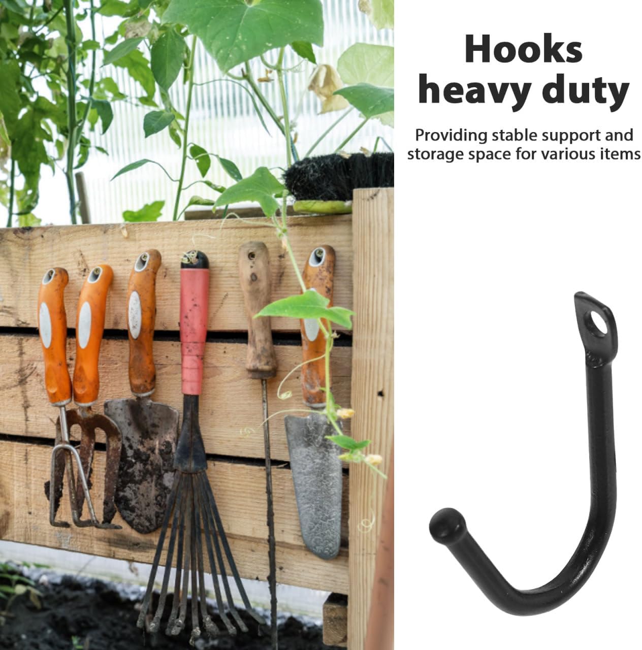 POPETPOP Heavy Duty Garage Hooks - 20pcs Steel Tool Organizer for Extension Cords & Bags | Wall Mount, Black