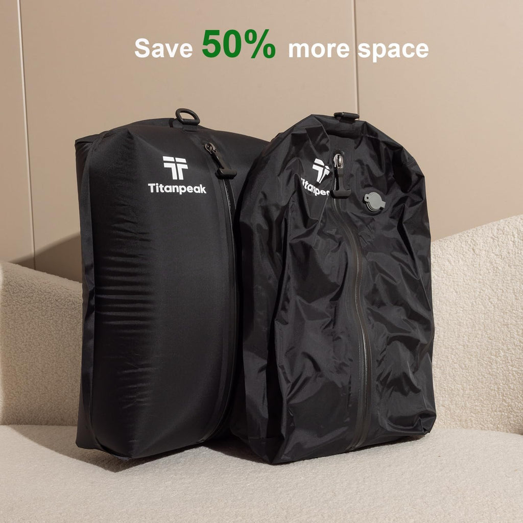 Skiennix Vacuum Bags for Travel Luggage - Reusable Waterproof Compression Bags (2PCS + 1 Pump, 17L)