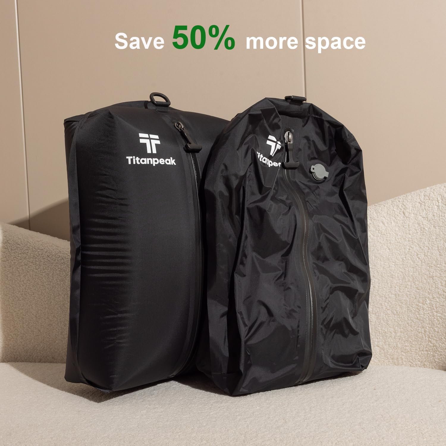 Skiennix Vacuum Bags for Travel Luggage - Reusable Waterproof Compression Bags (2PCS + 1 Pump, 17L)