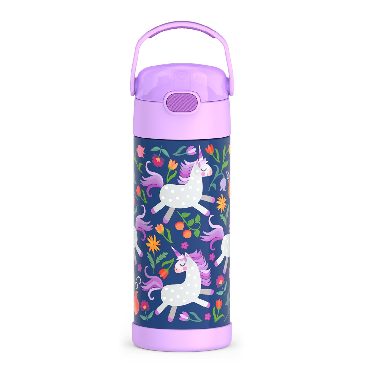 THERMOS FUNTAINER Water Bottle - 12 Ounce Kids Stainless Steel Vacuum Insulated - Unicorn Blooms Design