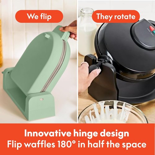 Bella Flip-N-Store Waffle Maker - EverGood™ Ceramic Nonstick Coating, 1000 Watt, 7” Wide, Seaglass